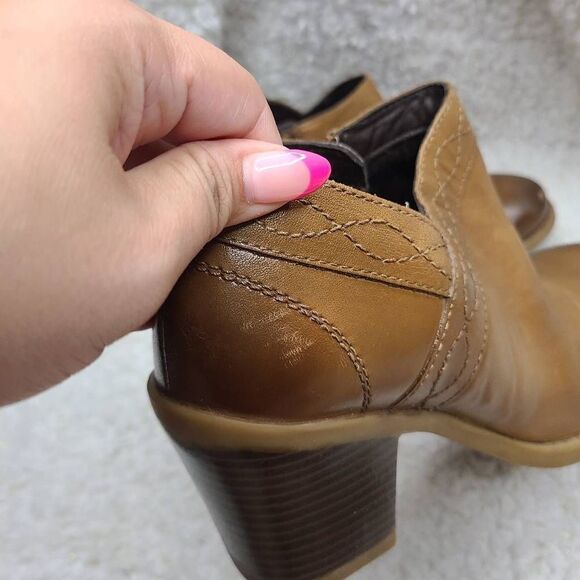 Earth Lina Austin Womens Camel Cognac Leather Booties sz 8 - Picture 2 of 8